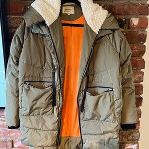 Orolay Green Puffer Jacket with Sherpa Collar